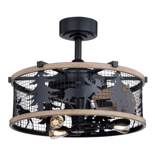 Vaxcel Lighting Kodiak Black & Burnished Teak LED Ceiling Fan with Light