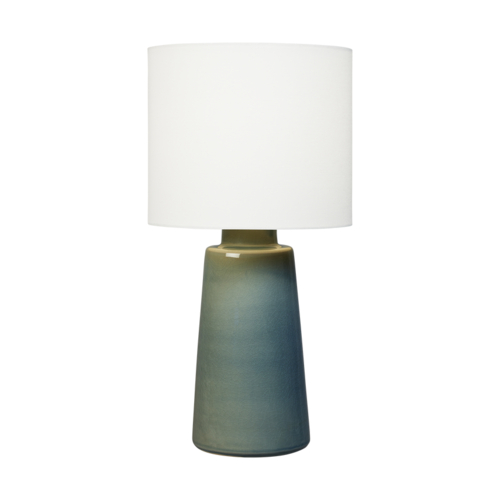 Vessel Table Lamp in Blue Anglia Crackle by Visual Comfort Studio