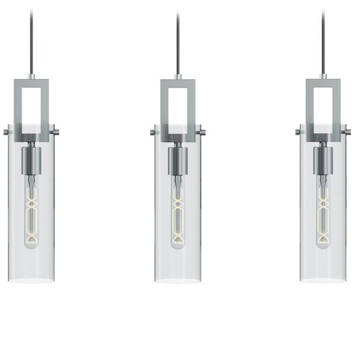 Afx Lighting Houston Satin Nickel Multi-Light Pendant with Cylindrical Shade