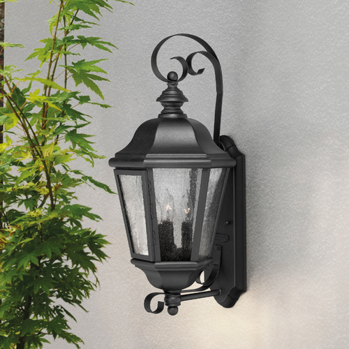 Seeded Glass Outdoor Wall Light Black by Hinkley Lighting