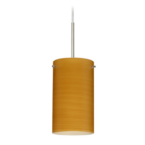 Besa Lighting Stilo Satin Nickel LED Mini-Pendant Light with Cylindrical Shade