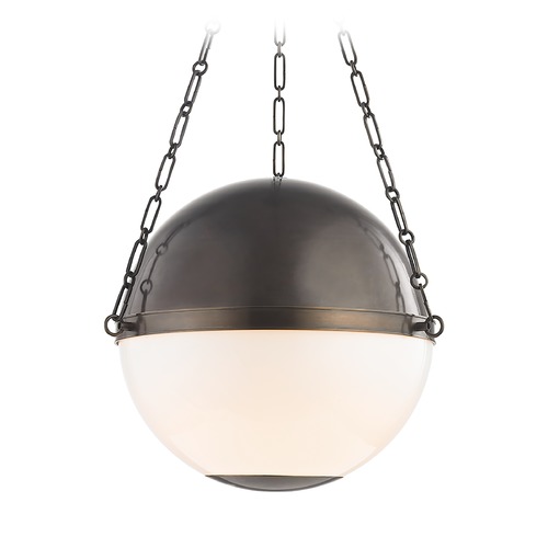 Sphere No. 2 Distressed Bronze Pendant with Opal Glass by Hudson Valley Lighting
