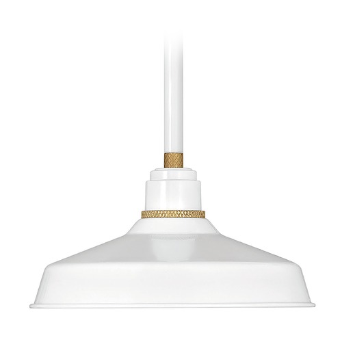 Hinkley Foundry 9.50-Inch Wide Gloss White & Brass Barn Light by Hinkley Lighting 10281GW