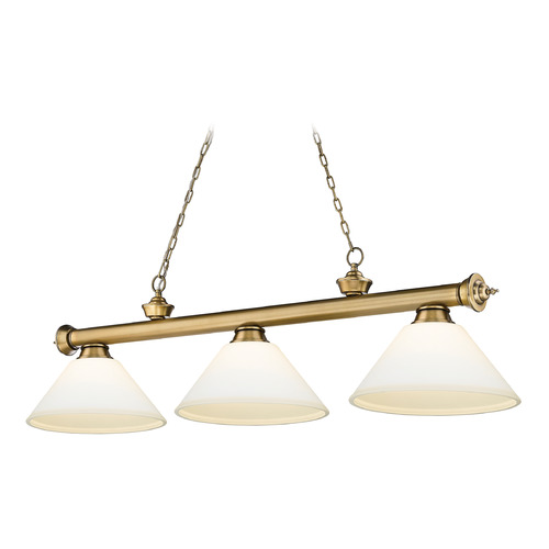 Z-Lite Cordon Rubbed Brass Billiard Light by Z-Lite 2306-3RB-AMO14