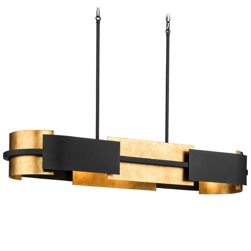 Progress Lighting Progress Lighting Lowery Textured Black & Distressed Gold Island Light with Oval Shade P400352-031