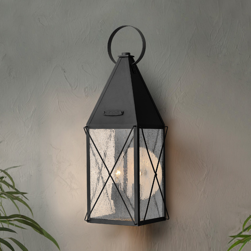 Hinkley Seeded Glass Outdoor Wall Light Black Hinkley 1844BK