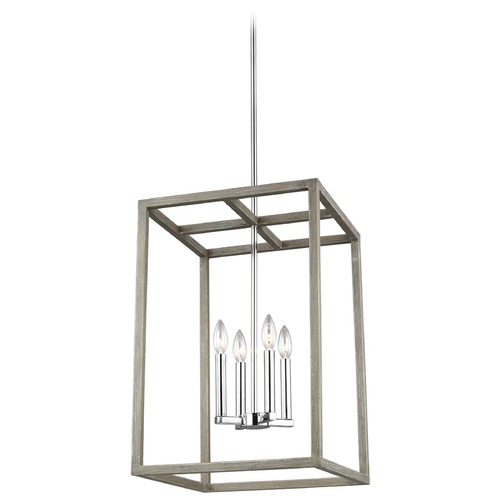 Generation Lighting Moffet Street Washed Pine & Chrome Pendant by Generation Lighting 5134504-872