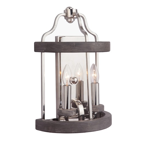 Ashwood Wall Sconce in Polished Nickel & Greywood by Craftmade Lighting