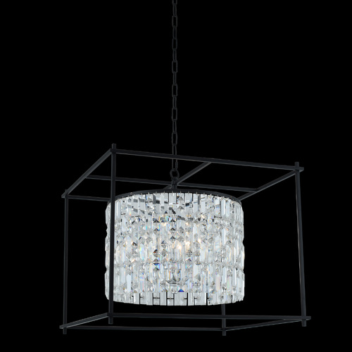 Joni 24-Inch Square Pendant in Matte Black by Allegri Crystal