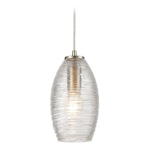 Elk Lighting Elk Lighting Frazzle Satin Nickel Mini-Pendant Light with Oblong Shade 60200/1