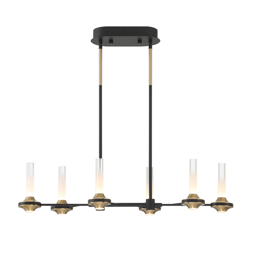 Torcia 6-Light LED Linear Chandelier in Black by Eurofase Lighting