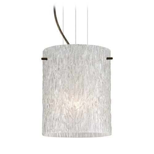 Besa Lighting Besa Lighting Tamburo Bronze Mini-Pendant Light with Cylindrical Shade 1KG-4006GL-BR