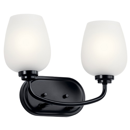Kichler Lighting Valserrano Black 2-Light Bathroom Light with Satin Etched Glass 45128BK