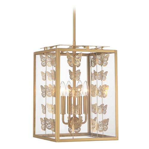 Savoy House Savoy House Lighting Birch Warm Brass Pendant Light with Square Shade 3-4197-4-322