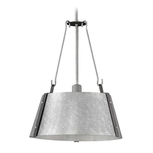 Hinkley Cartwright 15.25-Inch Pendant in Galvanized & Aluminum by Hinkley Lighting 3394GV