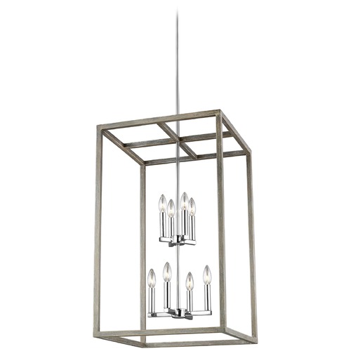 Generation Lighting Moffet Street Washed Pine & Chrome Pendant by Generation Lighting 5134508-872