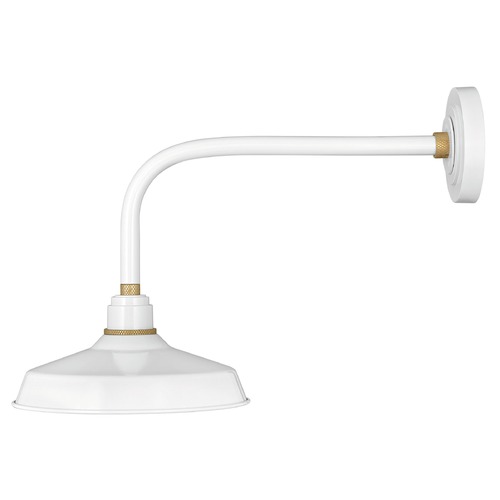 Hinkley Foundry 12-Inch Wide Gloss White & Brass Barn Light by Hinkley Lighting 10312GW