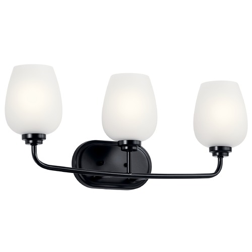 Kichler Lighting Valserrano Black 3-Light Bathroom Light with Satin Etched Glass 45129BK