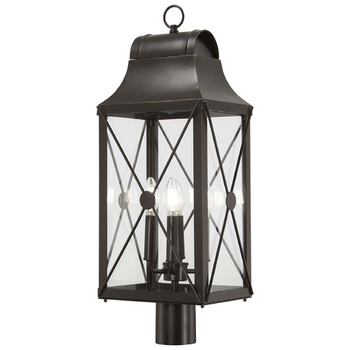 De Luz Oil Rubbed Bronze & Gold Post Light by Minka Lavery