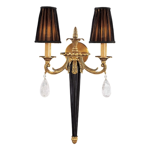 Sconce Wall Light with Black Shades in French Gold by Metropolitan Lighting