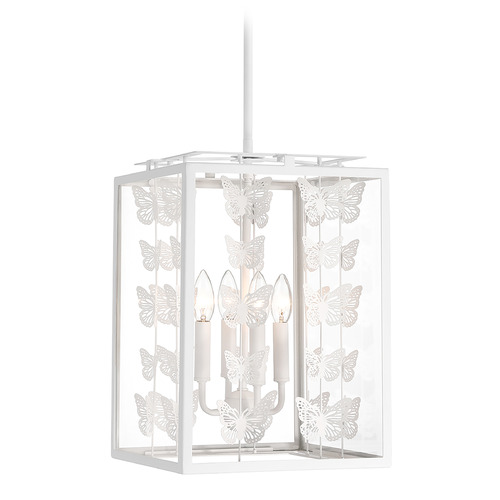 Savoy House Lighting Birch Bisque White Pendant Light with Square Shade