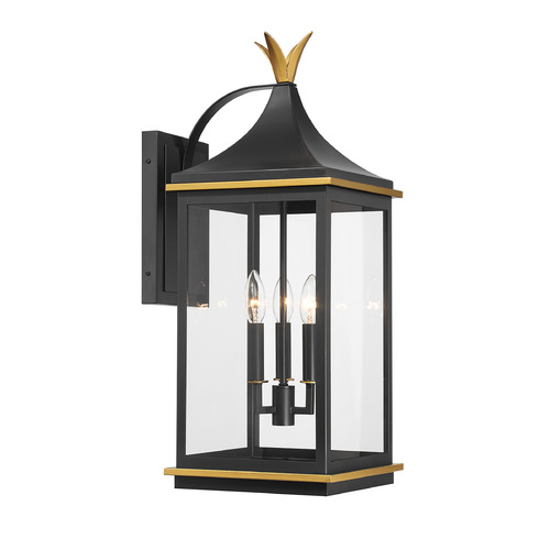 Crystorama Lighting Simpson Matte Black & Textured Gold Outdoor Wall Light