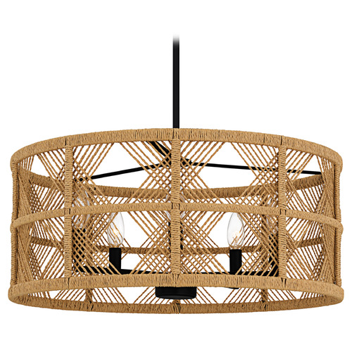 Quoizel Lighting Axford Matte Black Pendant Light with Drum Shade