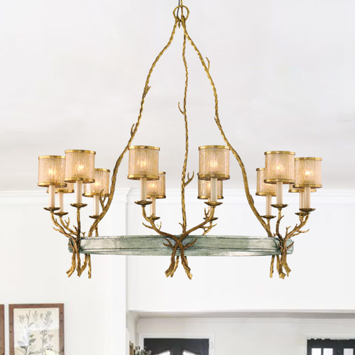 Parc Royale Gold & Silver Leaf Chandelier by Corbett Lighting