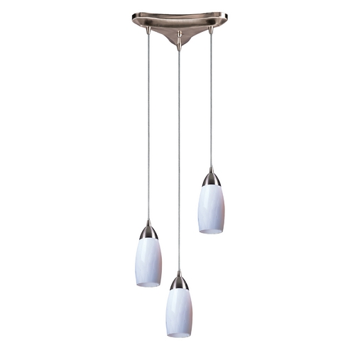 Elk Lighting Modern Multi-Light Pendant Light with Art Glass and 3-Lights 110-3WH