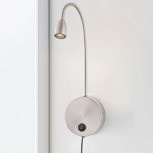 Design Classics Bedd Satin Nickel Pin-Up LED Wall Sconce 96LM 2700K