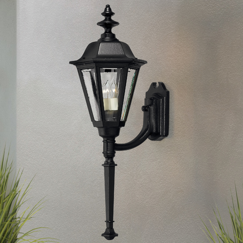 Hinkley Outdoor Wall Light with Clear Glass in Black Finish 1440BK