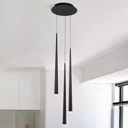 Modern Forms by WAC Lighting Cascade 3-Light LED Pendant in Black by Modern Forms PD-41803R-BK