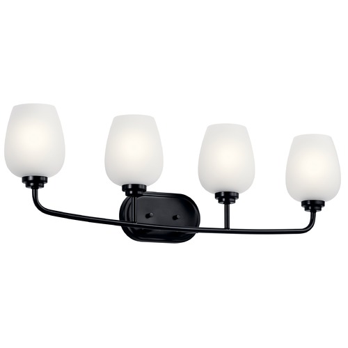 Kichler Lighting Valserrano Black 4-Light Bathroom Light with Satin Etched Glass 45130BK