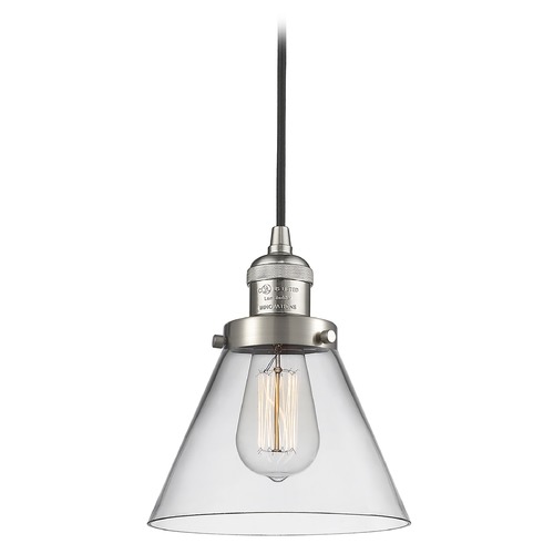 Innovations Lighting Innovations Lighting Large Cone Brushed Satin Nickel Mini-Pendant Light with Conical Shade 201C-SN-G42