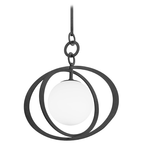 Troy Lighting Troy Lighting Olancha Black Iron Pendant Light with Globe Shade F7922-BI