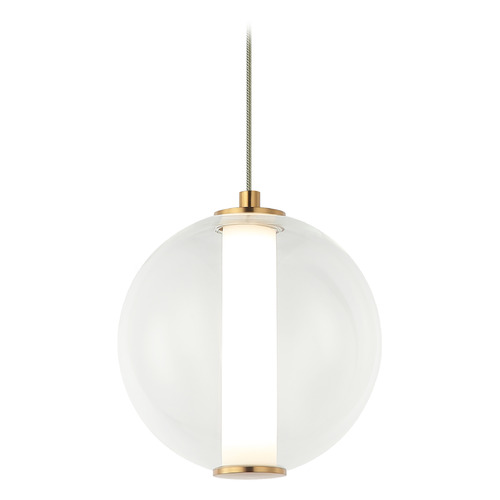 Matteo Lighting Matteo Lighting Belange Aged Gold Brass LED Mini-Pendant Light with Globe Shade C69611AGCL