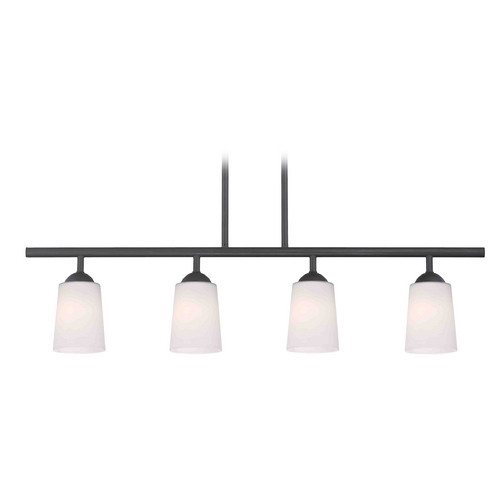 Axel Linear Chandelier in Black & Satin White Cone Glass by Fuse