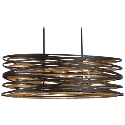 Vortic Flow Dark Bronze with Mosaic Gold Linear Chandelier by Minka Lavery
