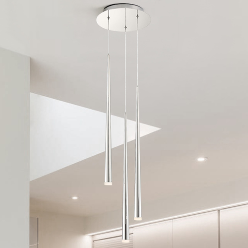 Modern Forms by WAC Lighting Cascade 3-Light LED Pendant in Polished Nickel by Modern Forms PD-41803R-PN