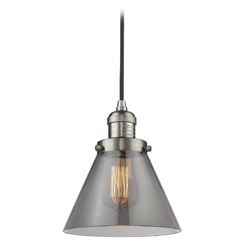Innovations Lighting Innovations Lighting Large Cone Brushed Satin Nickel Mini-Pendant Light with Conical Shade 201C-SN-G43