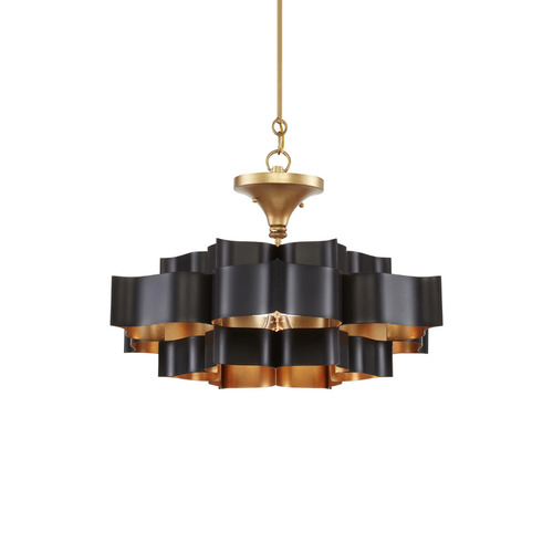 Currey and Company Lighting Grand Lotus 20.25-Inch Chandelier in Satin Black by Currey & Company 9000-0855
