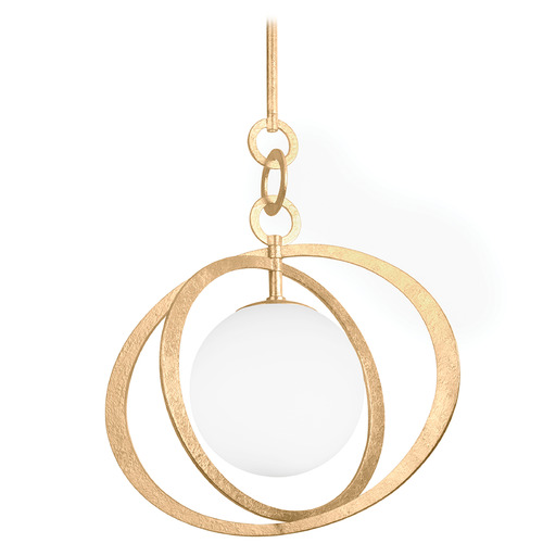 Troy Lighting Troy Lighting Olancha Vintage Gold Leaf Pendant Light with Globe Shade F7922-VGL