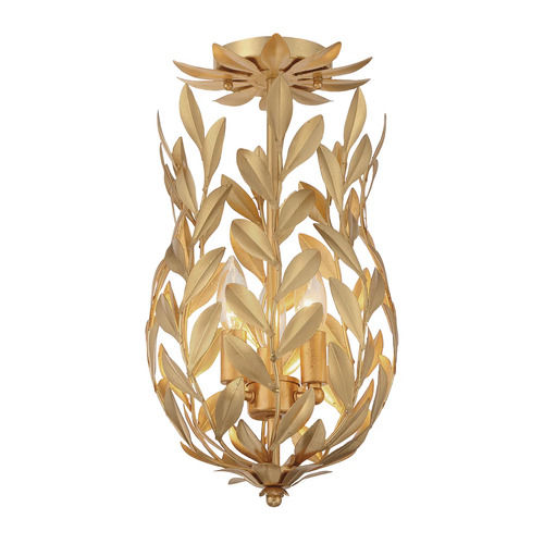 Broche 3-Light Semi Flush in Antique Gold by Crystorama Lighting