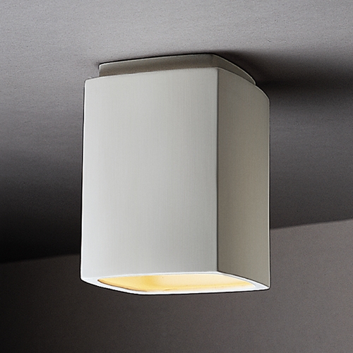 Justice Design Group Flush Mount Light with White Shade in Bisque by Justice Design Group CER-6110-BIS