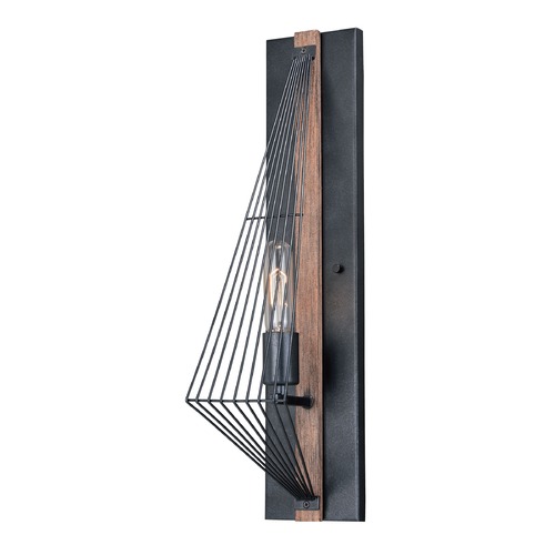 Vaxcel Lighting Dearborn Sconce Black with Burnished Wood by Vaxcel Lighting W0252