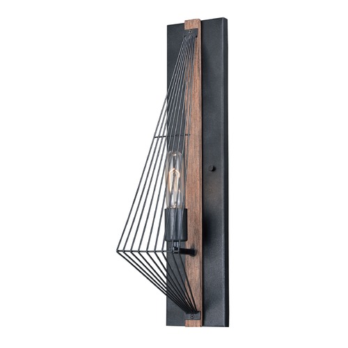 Dearborn Sconce Black with Burnished Wood by Vaxcel Lighting