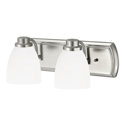 2-Light Vanity Light in Satin Nickel with White Bell Glass