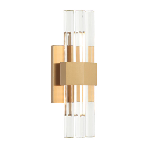 Matteo Lighting Krustallos Aged Gold Brass LED Vertical Bathroom Light