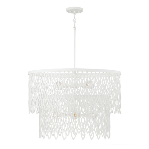 Capital Lighting Phoebe Matte White Pendant Light with Drum Shade