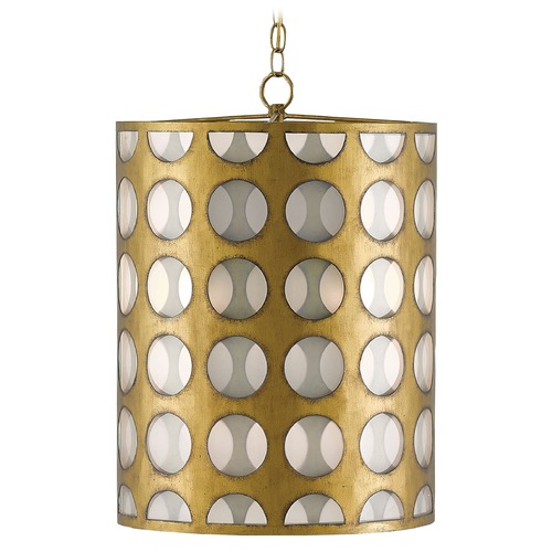 Currey and Company Lighting Currey and Company Go-Go Brass Pendant Light with Cylindrical Shade 9000-0111